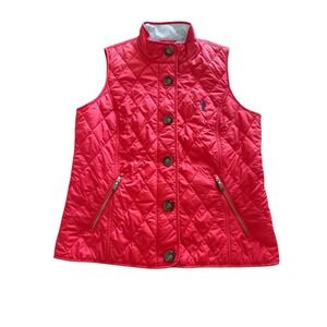 Polo Golf Ralph Lauren Quilted Vest Womens XL Red Button Kiawah Cassique Logo